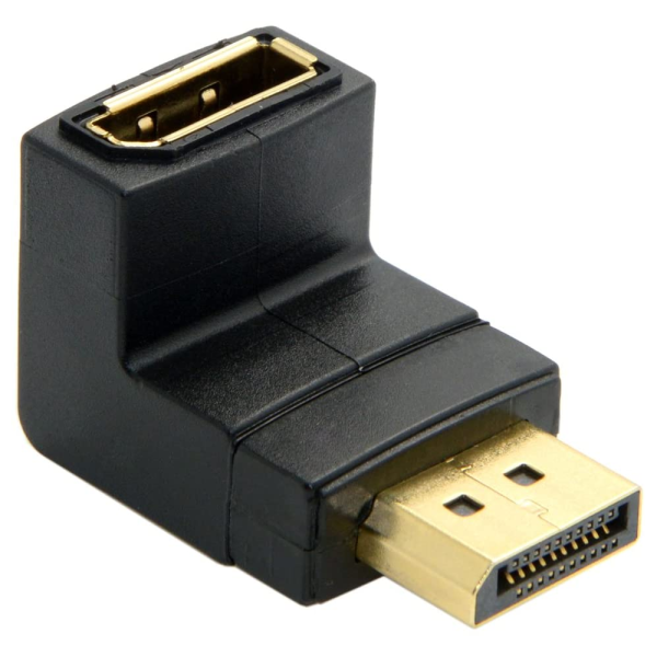Adaptador HD Displayport extensión MACHO - HEMBRA angulo recto Codo de 90 grados