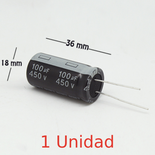 1x CONDENSADOR ELECTROLITICO 100uF 450v 105º C REF140.B