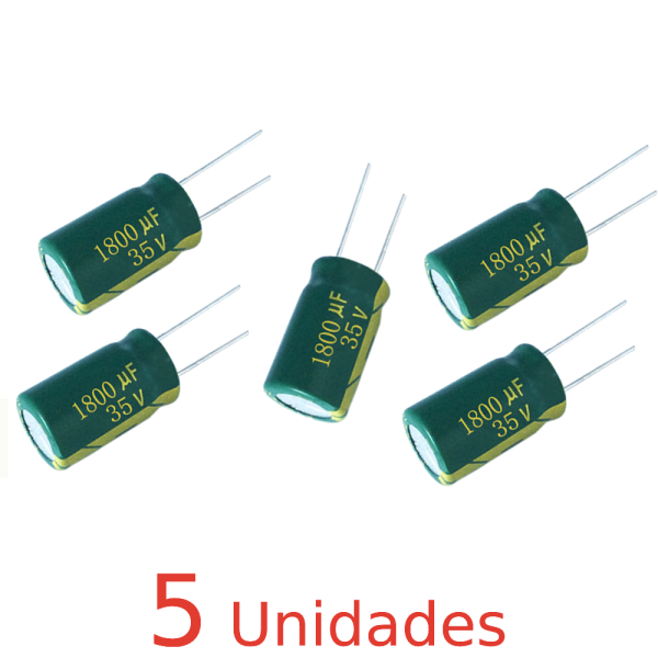 5x CONDENSADOR ELECTROLITICO 1800UF 35V 13*25mm 105º C Baja Impedancia REF140.A