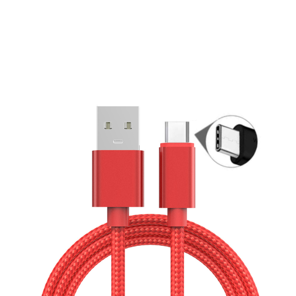 CABLE USB-C ALUMINIO TRENZADO MÓVIL TABLET TIPO C 1M ROJO NYLON
