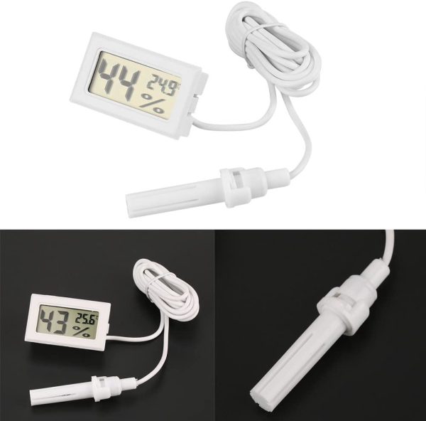 Termohigrometro Termometro LCD digital temperatura y humedad CON SONDA BLANCO - Imagen 4