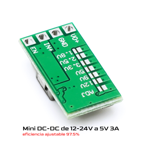 Mini DC-DC de 12-24V a 5V 3A módulo reductor potencia convertidor eficiencia ajustable 97.5% - Imagen 2