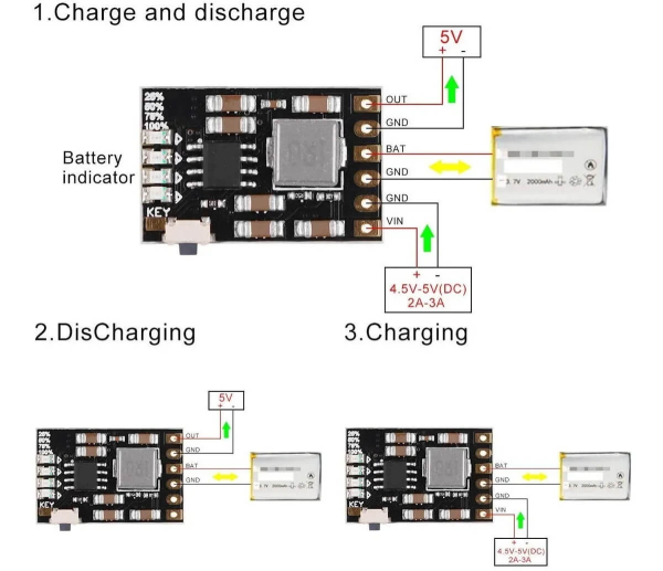 Placa alimentación DC 5V 2.1A 4,2 V carga-descarga protección batería 3.7V 18650 - Imagen 2