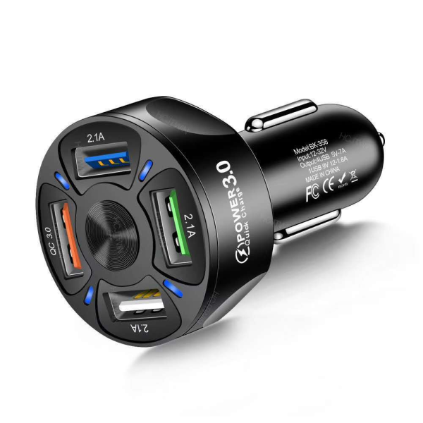 Cargador movil mechero coche Quick Charge 3.0 3.1A 4 puertos 48W 7A
