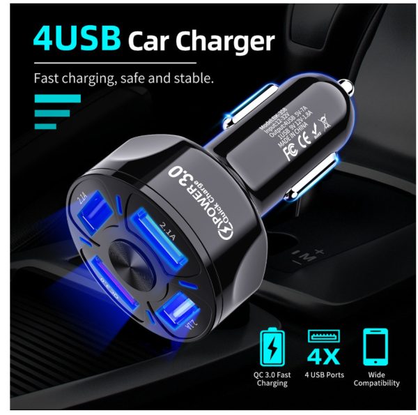 Cargador movil mechero coche Quick Charge 3.0 3.1A 4 puertos 48W 7A - Imagen 3