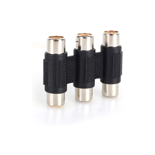Triple 3x RCA Acoplador Hembra a Hembra Video Audio