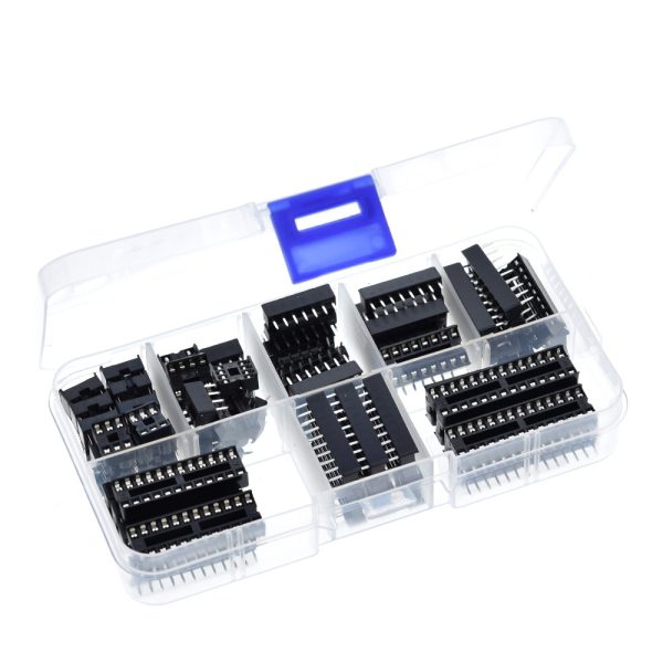 KIT 66 zocalos DIP 6, 8, 14, 16, 18, 20, 24 y 28 pines+ CAJA