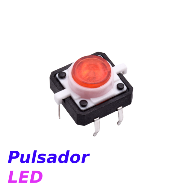 Pulsador interruptor momentaneo NO 12x12x7mm con LED ROJO