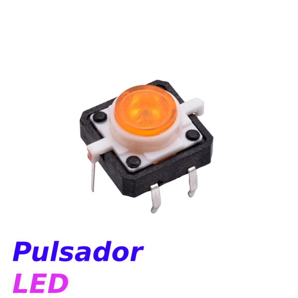 Pulsador interruptor momentaneo NO 12x12x7mm con LED NARANJA