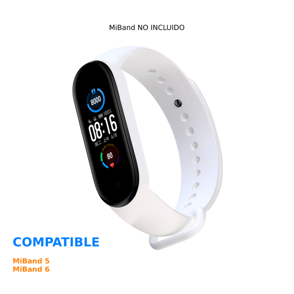 Correa Recambio Pulsera Actividad Xiaomi Mi band 5 Y 6 Smartwatch Reloj BLANCO - Imagen 2