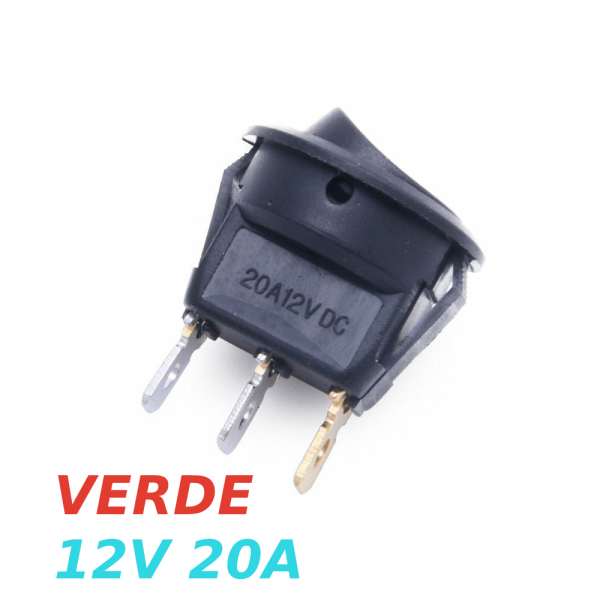 IInterruptor ON OFF con luz LED Redondo rectangular 20mm SPST 12V 20A VERDE - Imagen 3