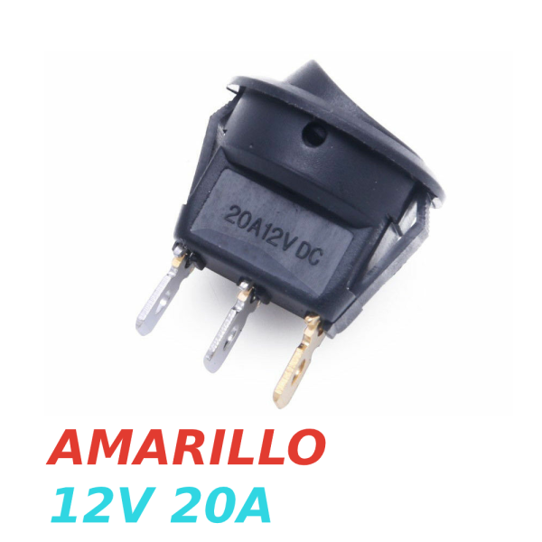 IInterruptor ON OFF con luz LED Redondo rectangular 20mm SPST 12V 20A AMARILLO - Imagen 4