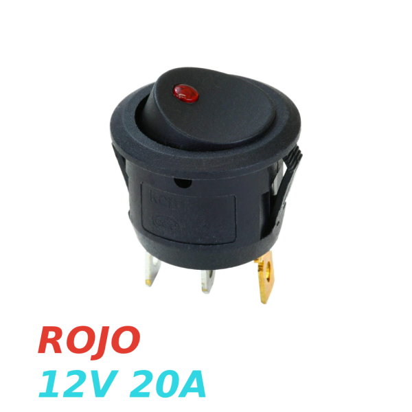 IInterruptor ON OFF con luz LED Redondo 20mm SPST 12V 20A ROJO - Imagen 2
