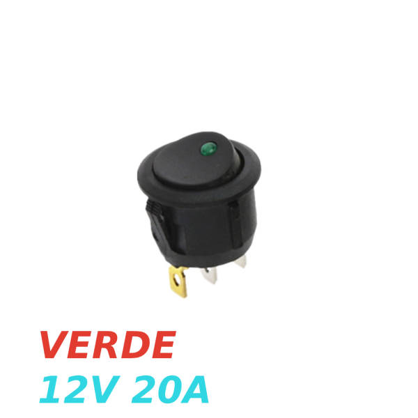 IInterruptor ON OFF con luz LED Redondo 20mm SPST 12V 20A VERDE - Imagen 2
