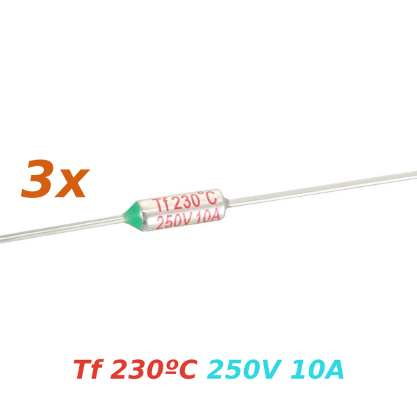 3x THERMAL FUSE FUSIBLE TERMICO TF 230C 250V 10A 230ºC