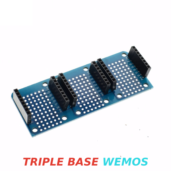 Modulo Shield Triple Base Protoboard doble cara para Wemos D1 mini ESP8266