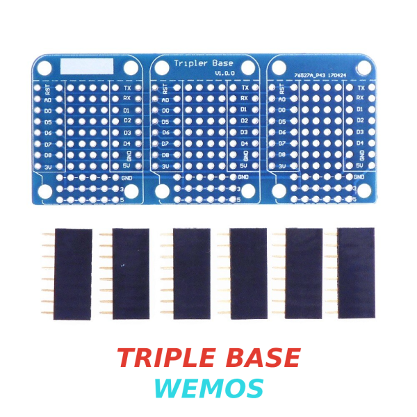 Modulo Shield Triple Base Protoboard doble cara para Wemos D1 mini ESP8266 - Imagen 2