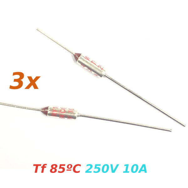 3x THERMAL FUSE FUSIBLE TERMICO TF 85C 250V 10A 85ºC
