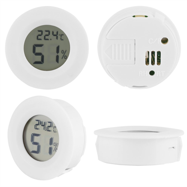 Termometro Digital LCD 2 en 1 Redondo temperatura y humedad Blanco