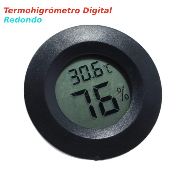 Termometro Digital LCD 2 en 1 Redondo temperatura y humedad Negro - Imagen 3