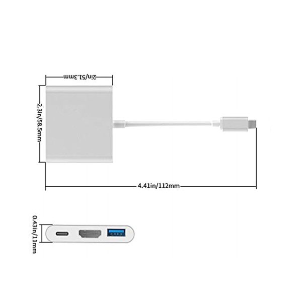 USB C a HDMI Adaptador 4K + USB 3.0 + Carga PD Tipo C