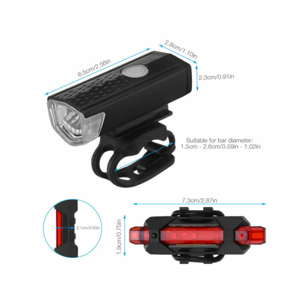 Luz LED trasera delantera bicicleta con reflectante bateria interna waterproof - Imagen 3