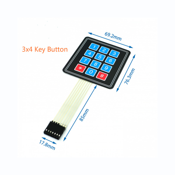TECLADO MEMBRANA 3x4 teclas con adhesivo - Matrix Keypad Keyboard Key Arduino - Imagen 2