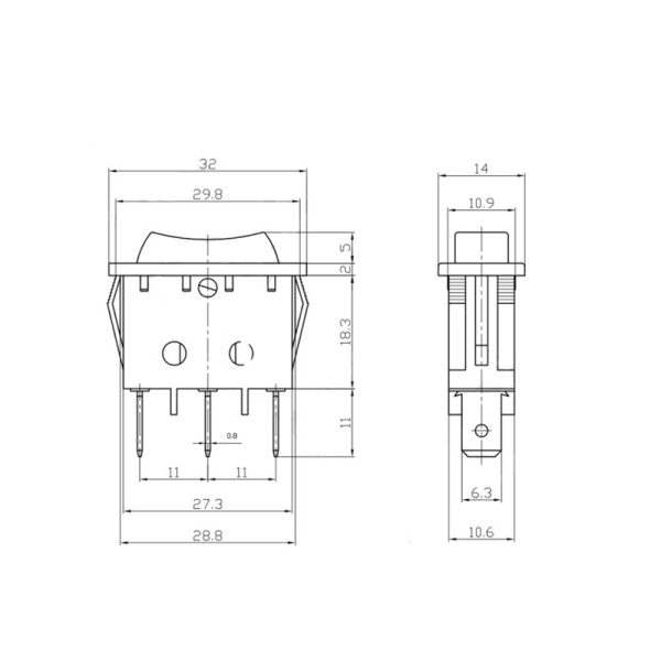 INTERRUPTOR ON OFF CON LUZ 220V ROJO RECTANGULAR KCD3 SPST 16A 220V - Imagen 2