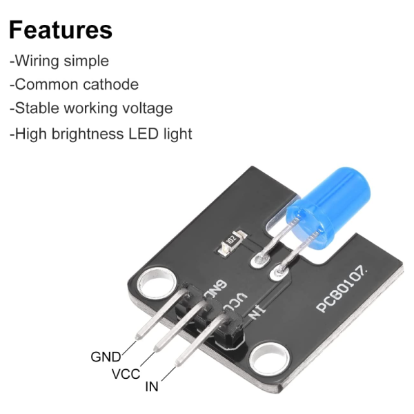 Modulo emisor de luz LED para Arduino microcontrolador de 5 mm Azul