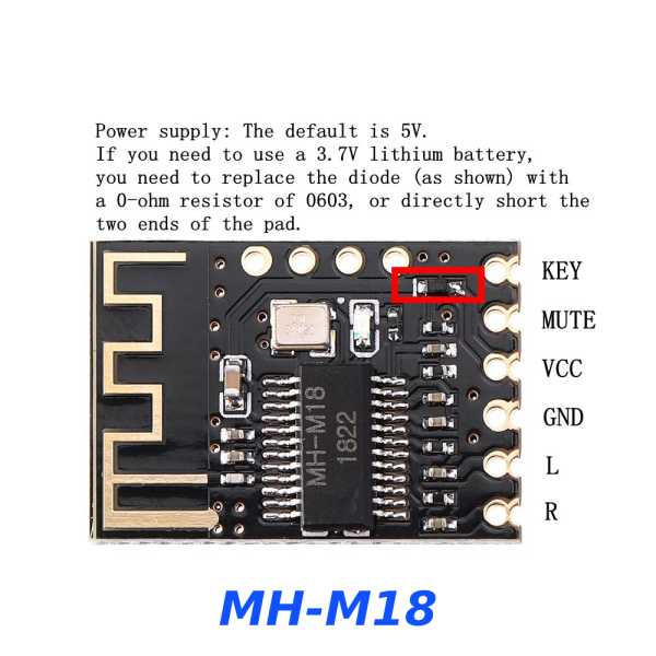Modulo Inalambrico Receptor De Audio Bluetooth MP3 MH-M18 HIFI BLT 4.2 Estereo - Imagen 2