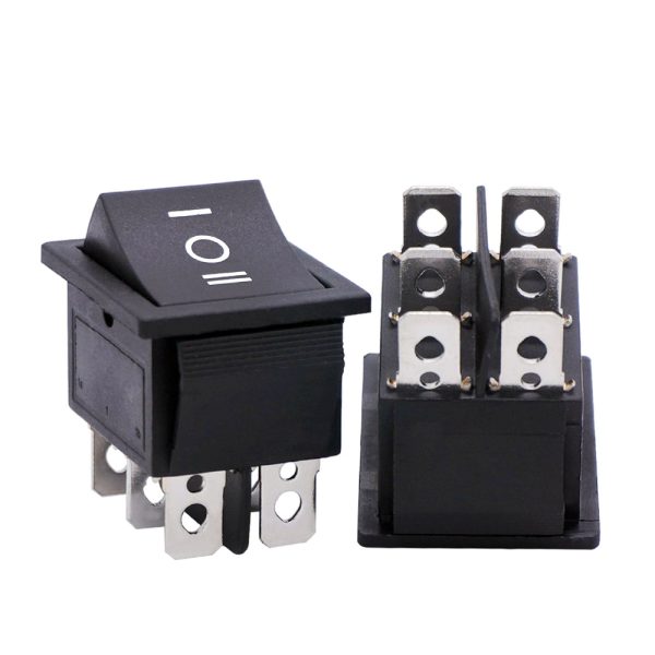 INTERRUPTOR BASCULANTE SPDT 6 PINES Y 3 POSICIONES ON-OFF CON  KCD4 NEGRO 220V 16A - Imagen 4