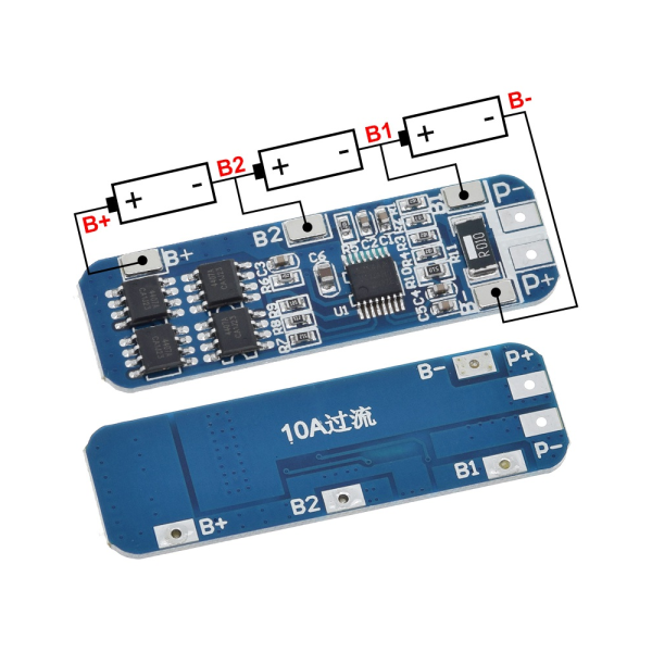 BMS 3s 10A Modulo proteccion bateria litio 18650 11,1V 12,6V HX-3S-03