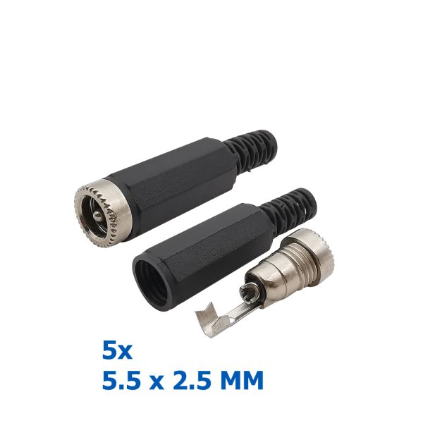 5x Conector aéreo DC Hembra 5.5 x 2.5 MM