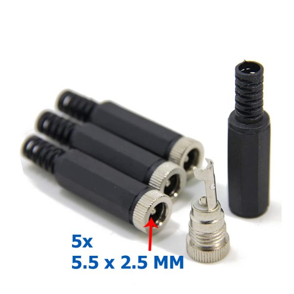 5x Conector aéreo DC Hembra 5.5 x 2.5 MM - Imagen 2