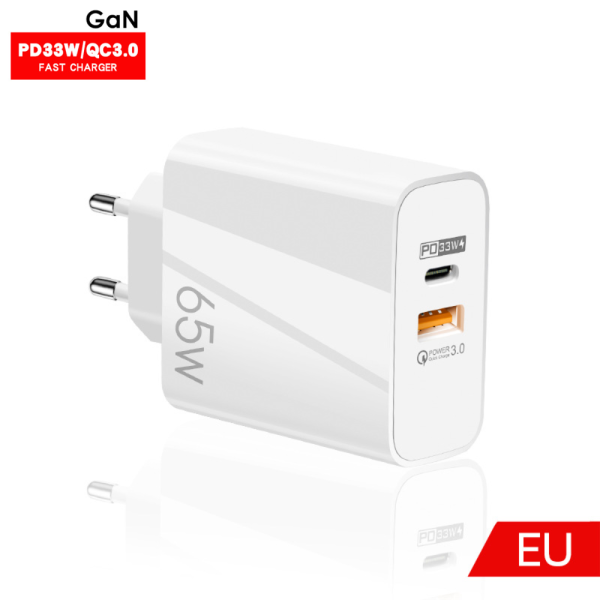 Cargador GaN carga rapida 65 W  Puerto dual PD / Carga rápida 3.0 QC3.0 - Imagen 3