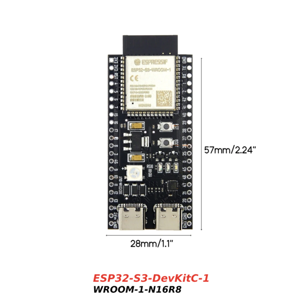 Placa de desarrollo ESP32-S3-DevKitC-1 WROOM-1-N16R8 RGB WiFi + BLE5.0 - Imagen 2