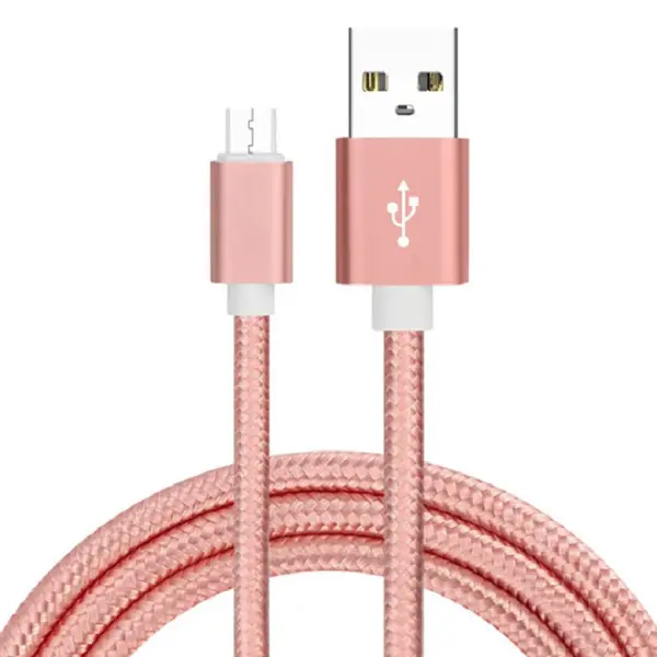 Cable Micro USB de Nylon Trenzado 1 m Rosa con Carga Rápida