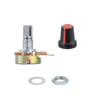 Potenciometro B100K ohm lineal 0,5w 15mm + Perilla Knob ROJO