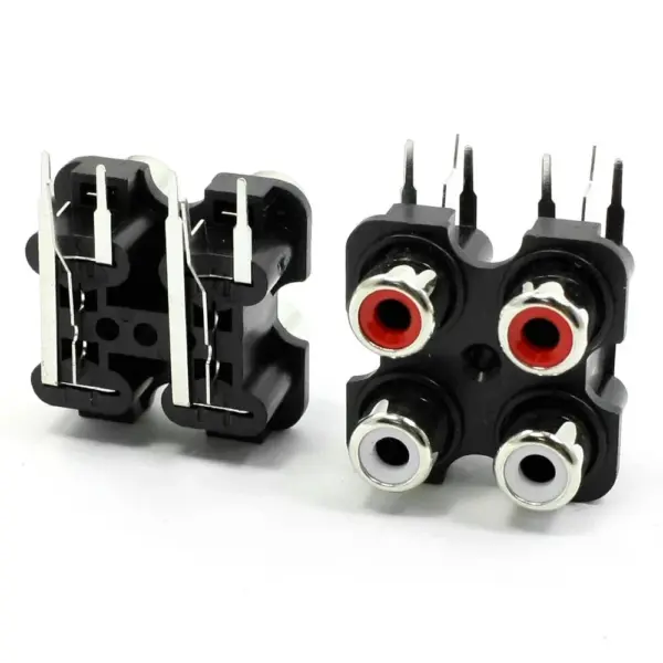 2x Conector Doble RCA Hembra para Montaje en Panel Estéreo