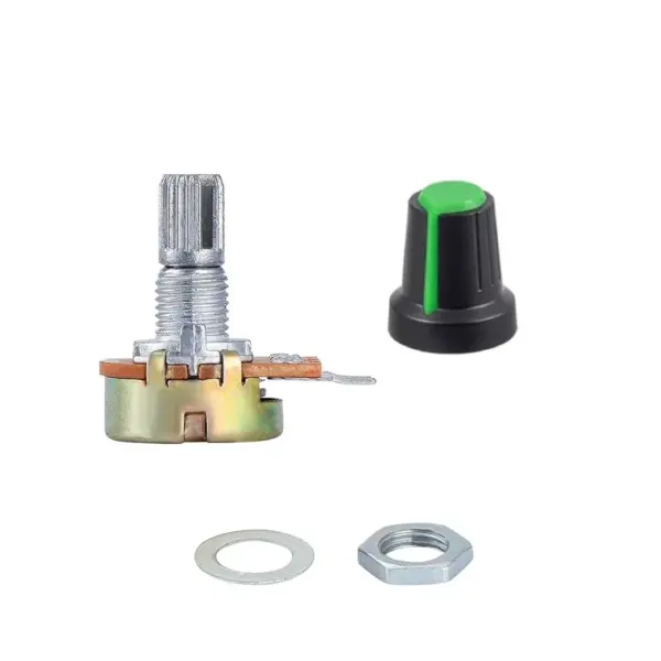 Potenciometro B5K lineal 5k 15mm + Perilla Knob VERDE