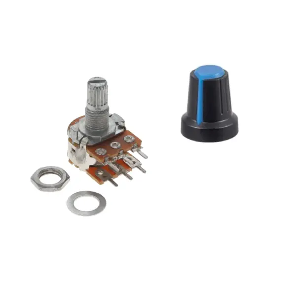 Potenciómetro Lineal Doble B20K con Perilla Knob Azul