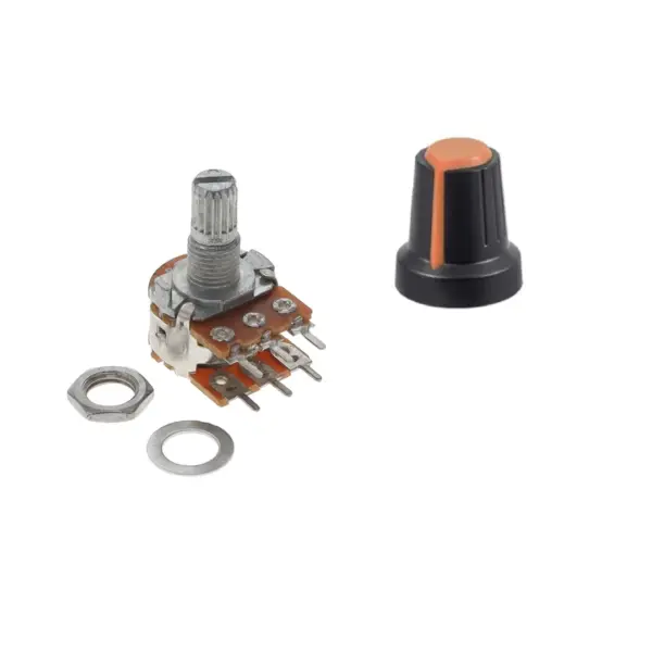 Potenciómetro Lineal Doble B20K con Perilla Knob Naranja