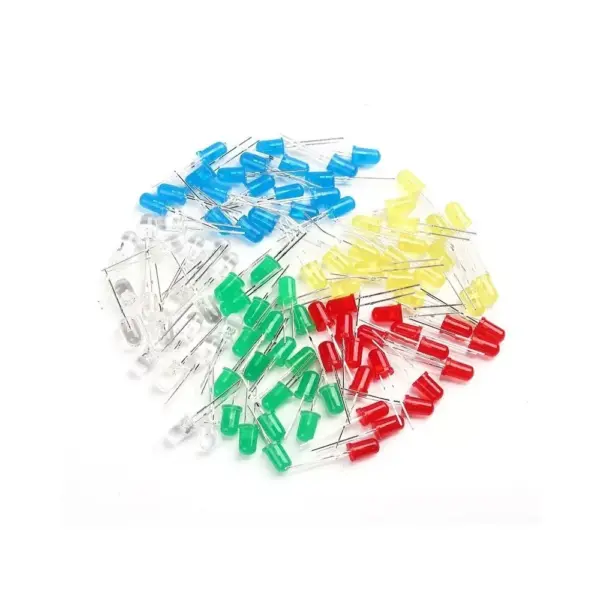 KIT 100 DIODOS LEDS 5MM VERDE BLANCO ROJO AZUL AMARILLO