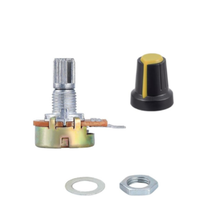 Potenciometro B100K ohm lineal 0,5w 15mm + Perilla Knob AMARILLO