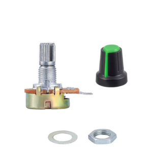 Potenciometro B100K ohm lineal 0,5w 15mm + Perilla Knob VERDE