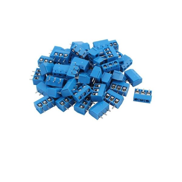 Terminal Borna Clema 3 pines AZUL 5mm 300v 16A enlazable 3p - Imagen 2