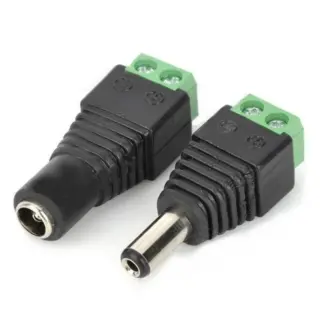 Pack Conector DC Jack Macho y Hembra 5.5x2.1 mm con bloque terminal 2 Pin