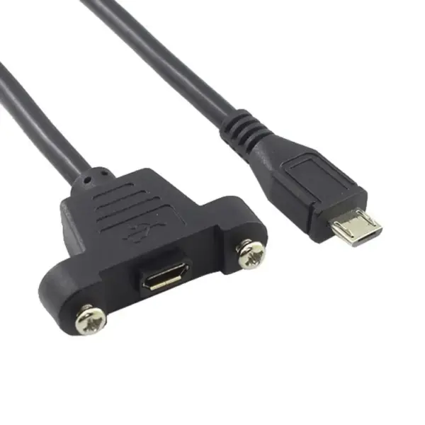 Cable Alargador Micro USB 2.0 Macho-Hembra de 30 cm para Montaje en Panel