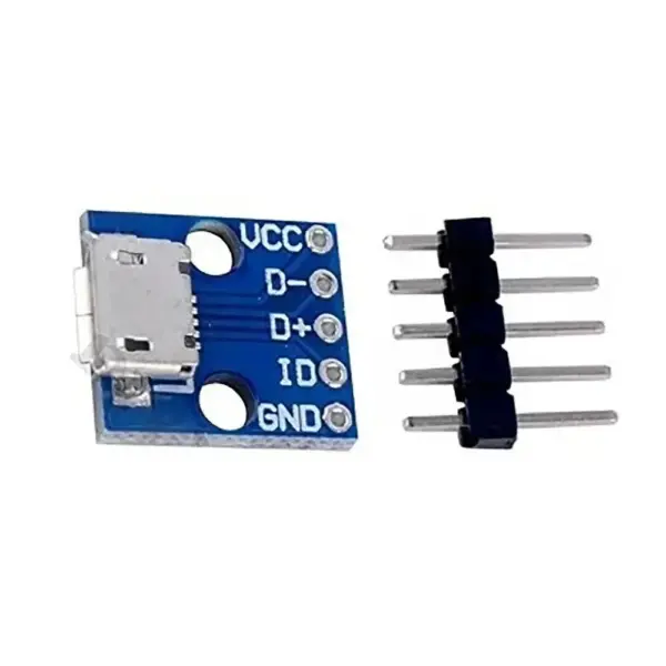 Placa Breakout Micro USB a DIP 5 Pines para Alimentación 5V