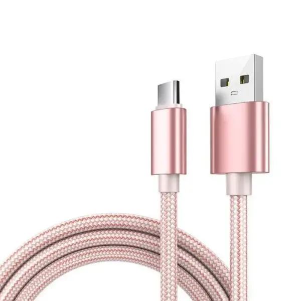 Cable USB-C a USB-A 2.0 de Nylon Trenzado y Aluminio 1m Rosa